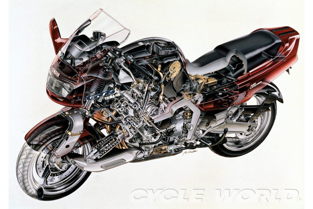 Just 3 years after the Morpho came the 1993 Yamaha GTS1000 production bike with center-hub steering.