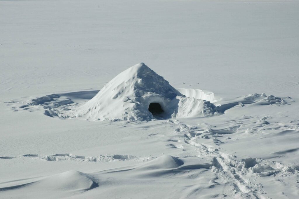 quinzhee shelter  in the snow cave