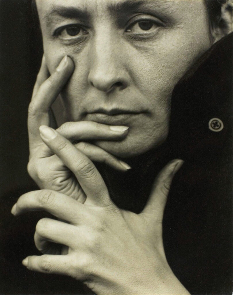 O'Keeffe hands portrait art conservation metal soap protrusions