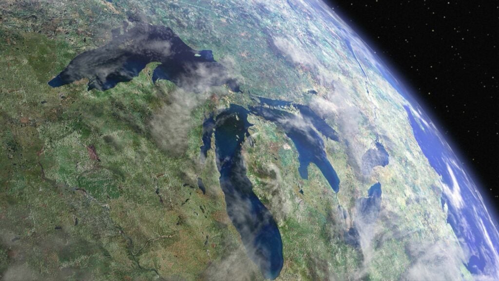 The Great Lakes as viewed from space.
