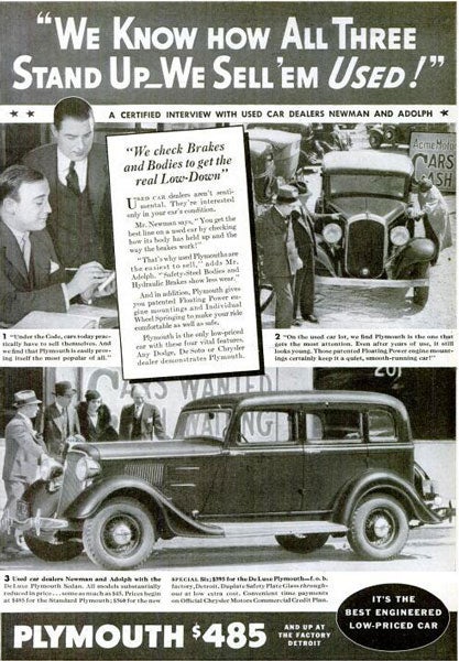 DeLuxe Plymouth Sedan: August 1934