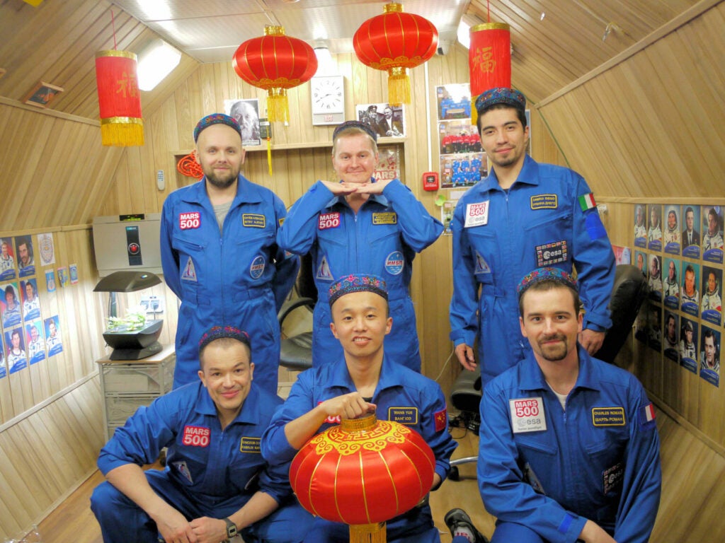 Mars 500 crew celebrates Chinese New Year together.