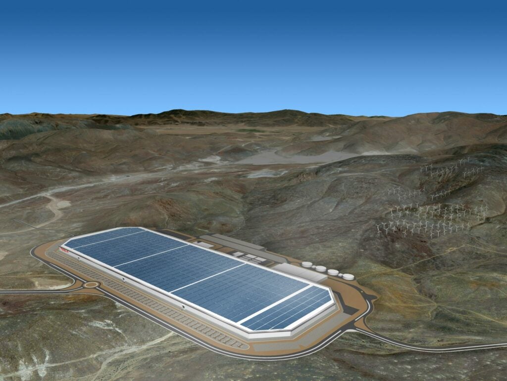 A rendering of the completed Gigafactory