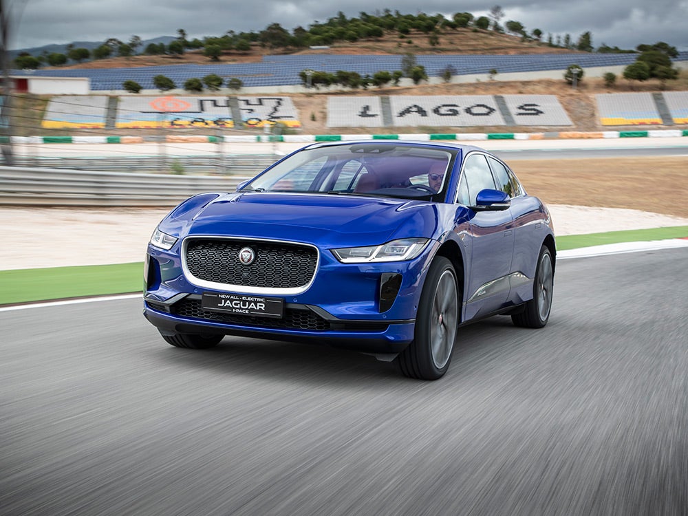 Jaguar I-Pace electric car on the track