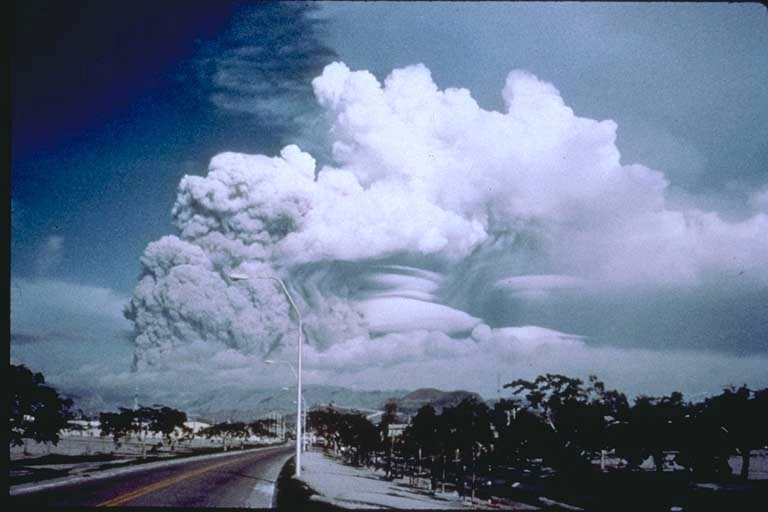 Mount Pinatubo's eruption, as seen from Clark Air Base.