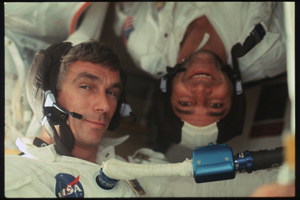 Two astronauts hanging out