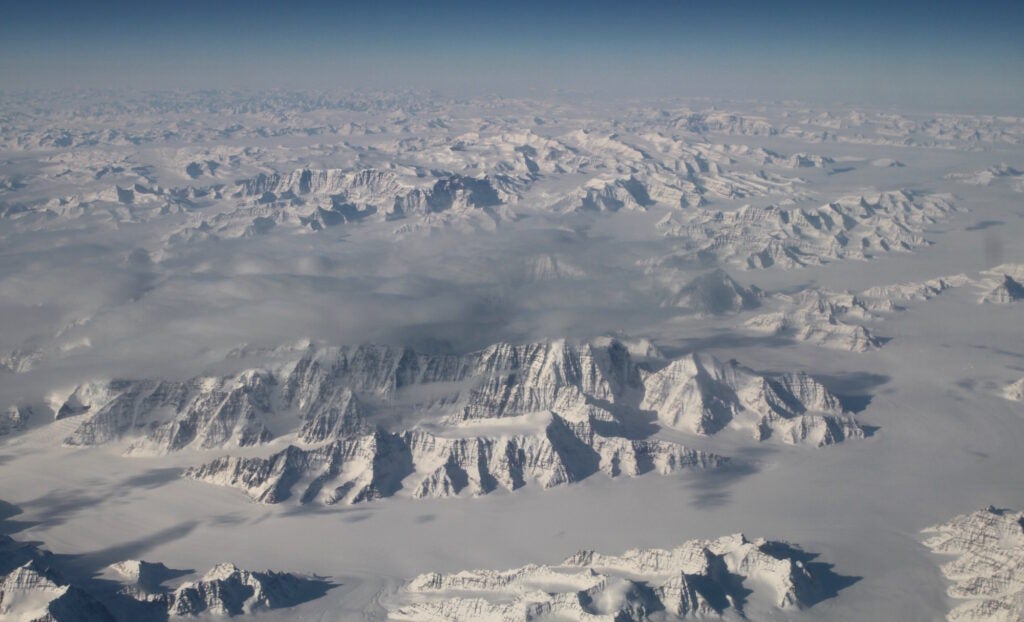 Greenland’s ice sheet from 40,000 feet.