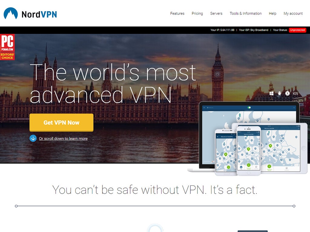 Un site Web pour un fournisseur VPN.