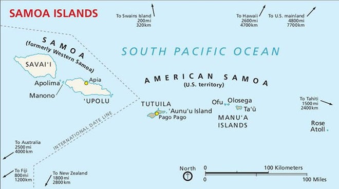 Samoa Islands map