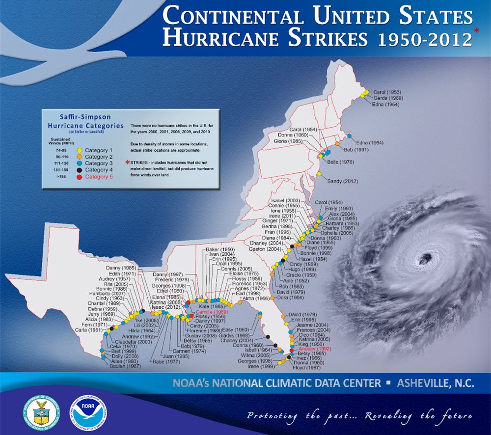 continental United States hurricane strikes