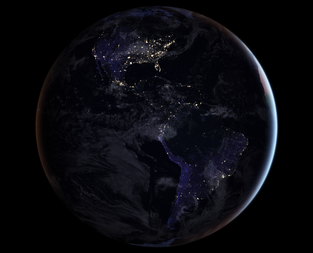 Americas at night from space