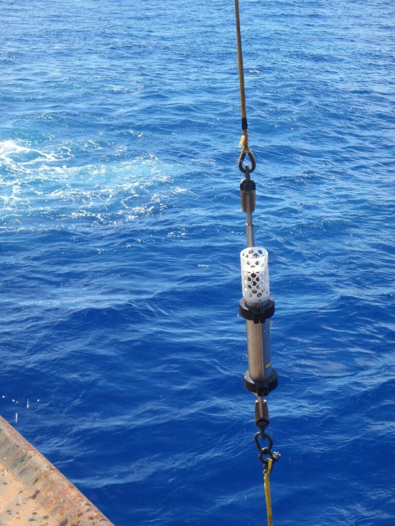 The hydrophone on its way to record the Challenger Deep in the Mariana Trench