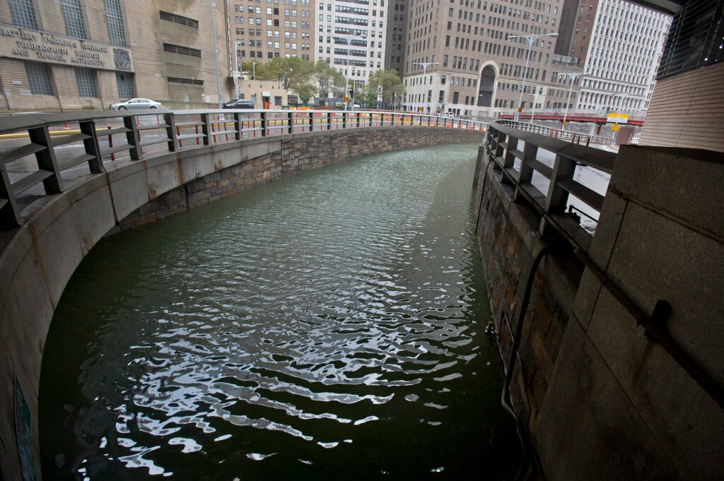 The Hugh L. Carey Tunnel in New York City flooded during Hurricane Sandy.