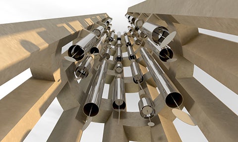 The wind chimes inside the Tower of Voices