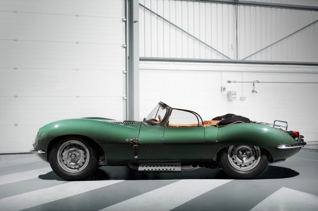 The Jaguar XKSS in profile.