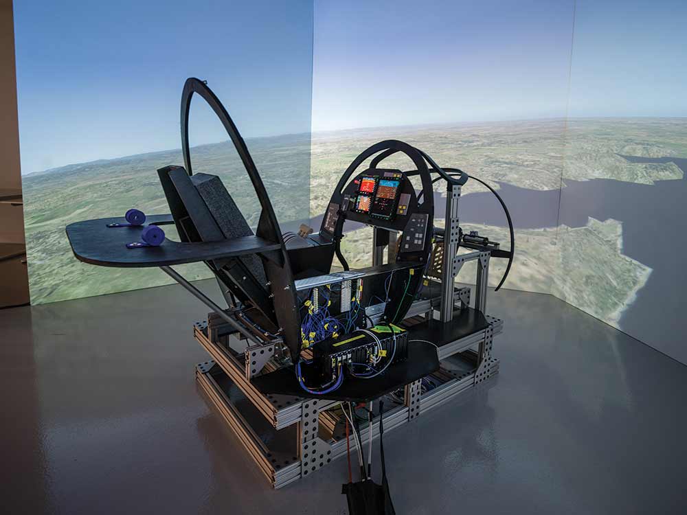 Boom’s flight-​­simulator rig.