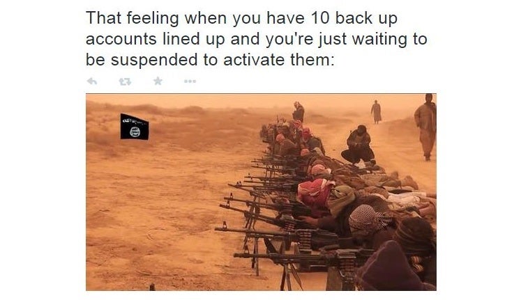 tweet about isis fighters being prepared for twitter to suspend their accounts