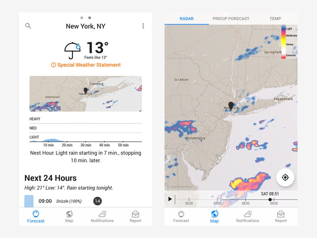 Dark Sky's up-to-the-minute interface makes it one of the best weather apps.