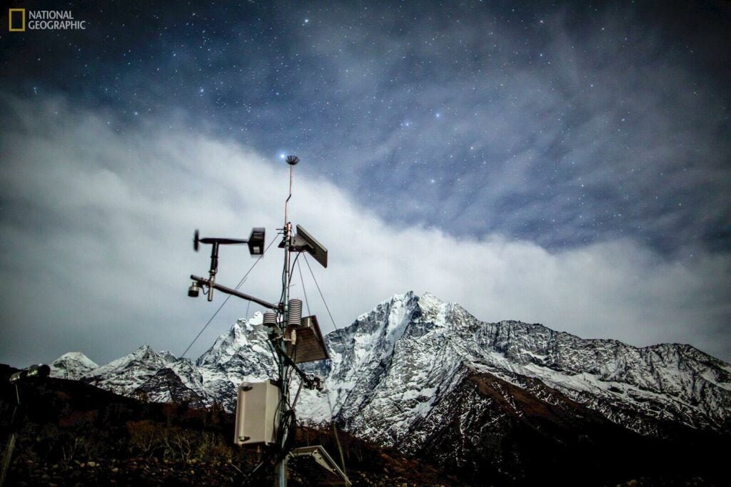 A weather station at 3,810 metres in Phortse