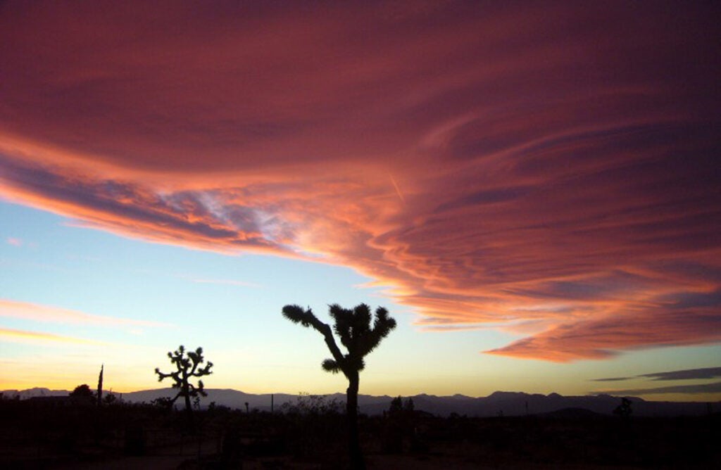 Pink clouds over the Mjoave desert