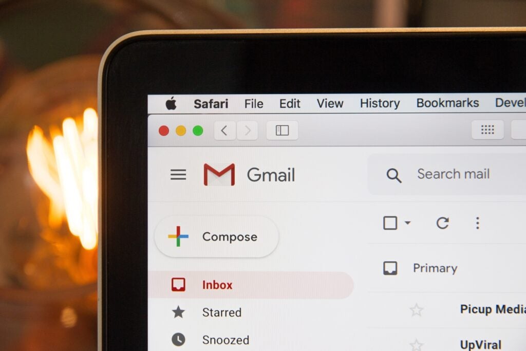 Gmail screen on laptop