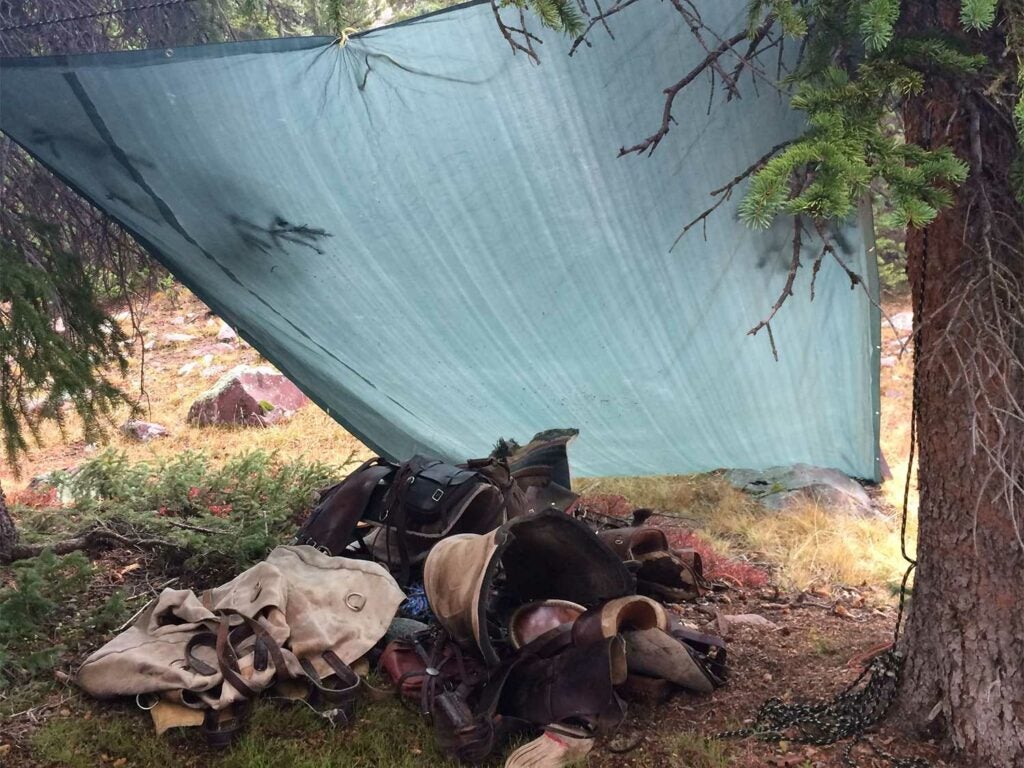 tarp covering camping and backcountry gear
