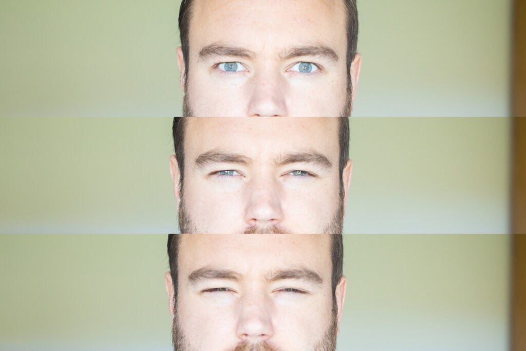 composition of eyes squinting eyes open normally and eyes squinting