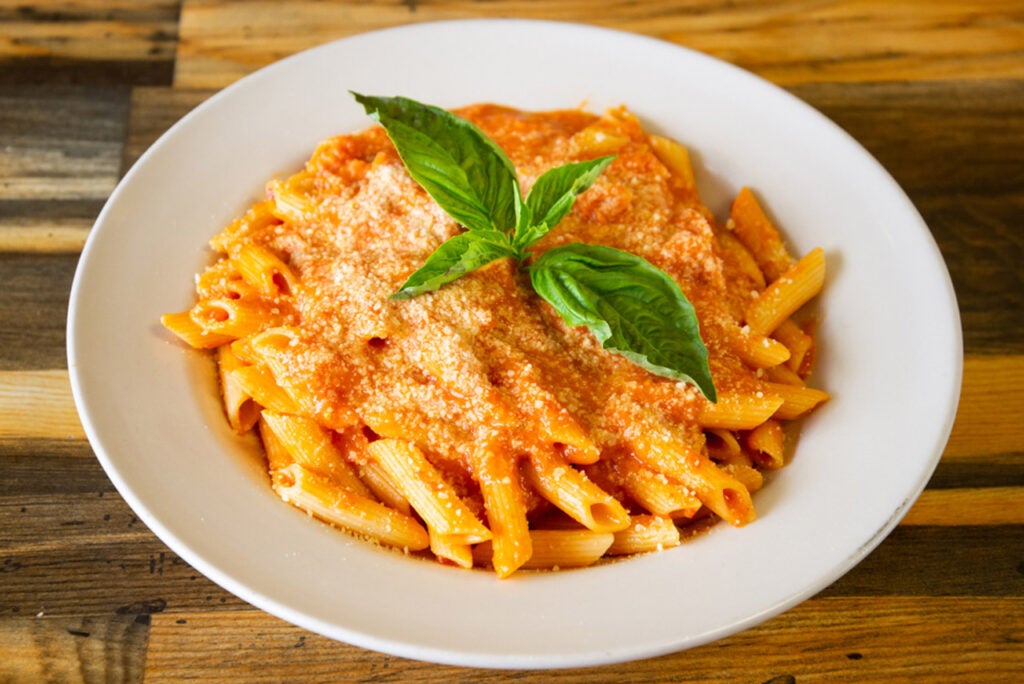 A plate of penne alla vodka