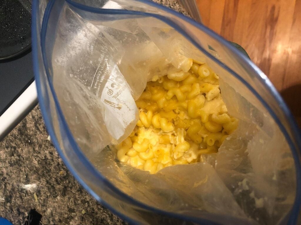 mac and cheese made in a single bag