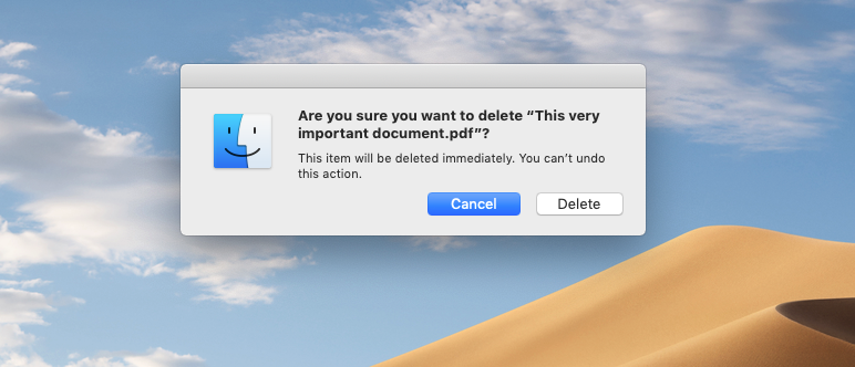 Capture d'écran de la boîte de dialogue sur Mac OS