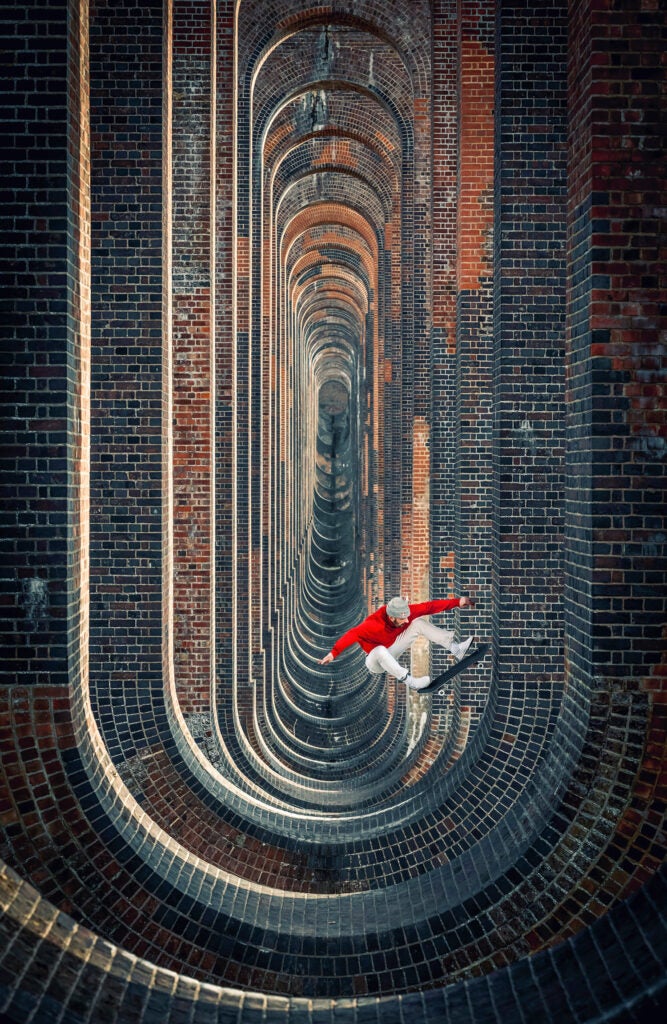Vladic Scholz in the surreal Ouse Valley Viaduct in South England