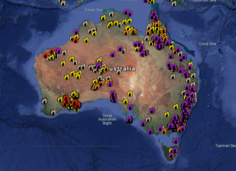 Australia fire map