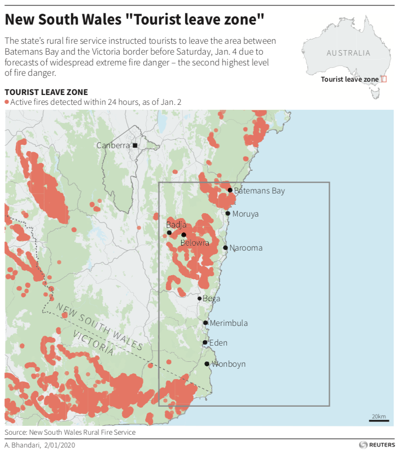 New South Wales evacuation map