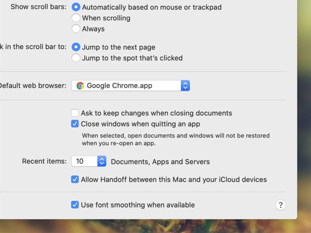 The macOS system settings for enabling Apple's Universal Clipboard.