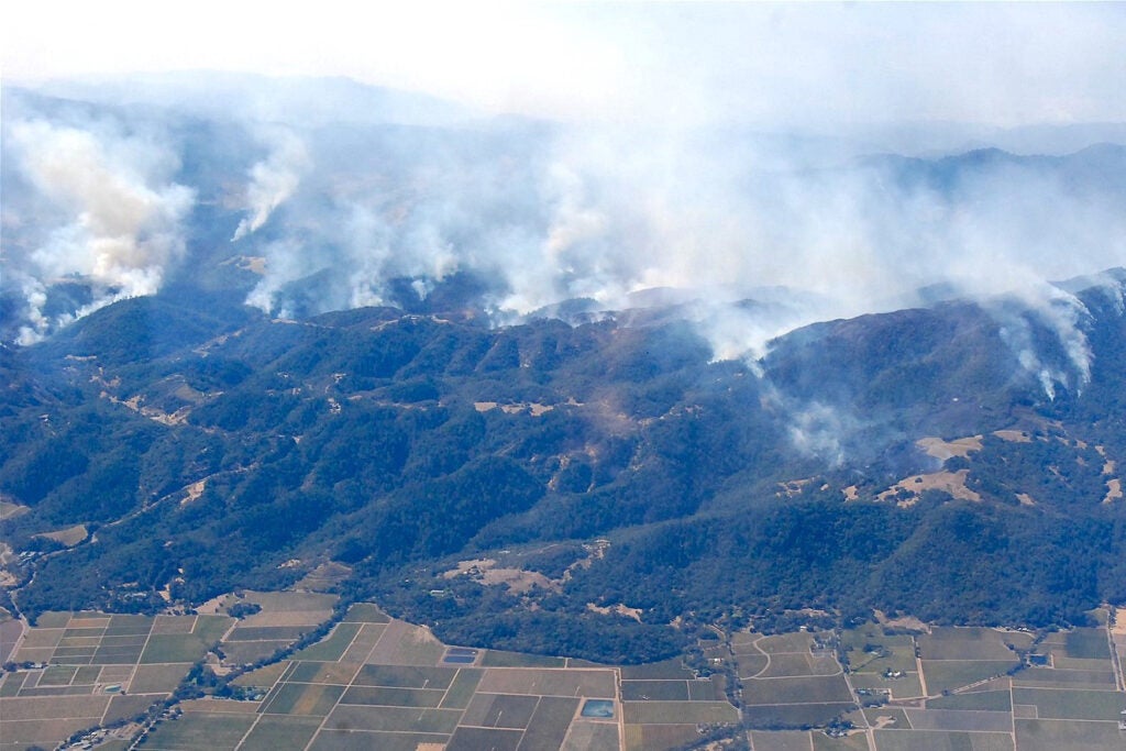 Sonoma County wildfires of 2017 seen from the air.