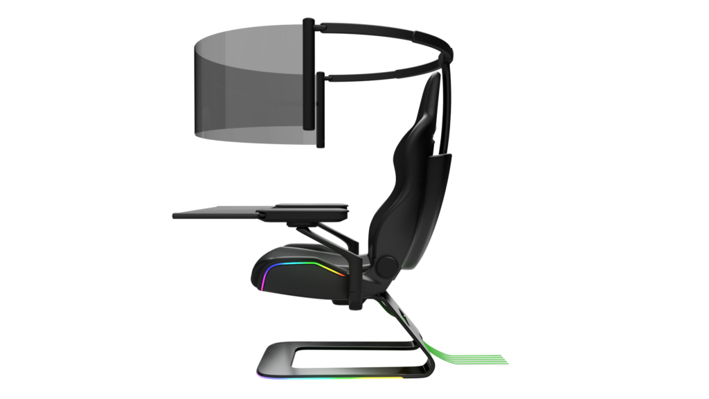 Razer project brooklyn gaming chair with a fold-out screen.