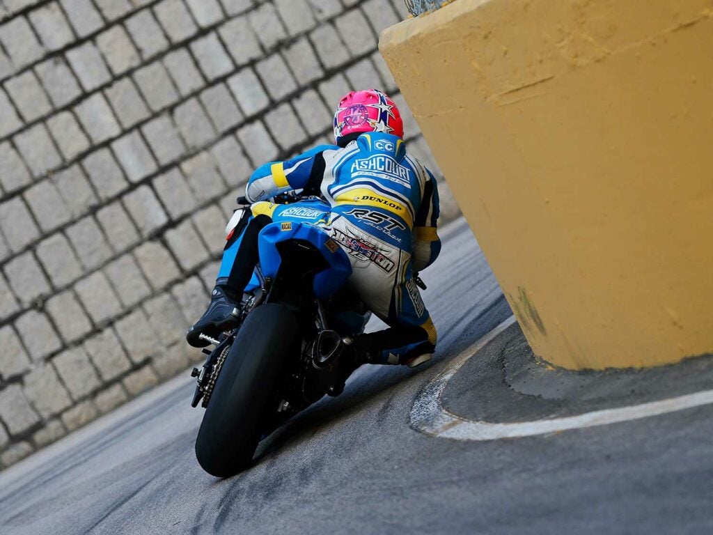 Lee Johnston faces Maternity Bend on his BMW S 1000 RR.