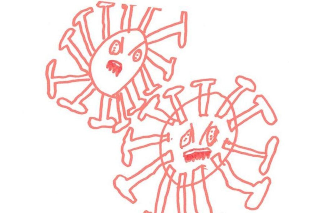 child's drawing of coronavirus